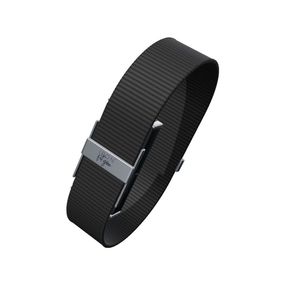 Pulseira IRON Fit You em nylon preto e acabamento metálico